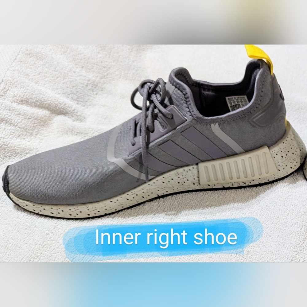 Adidas Size 12 men's EUC, NMD_R1 in grey w/yellow accents *sold out online* - Picture 15 of 16